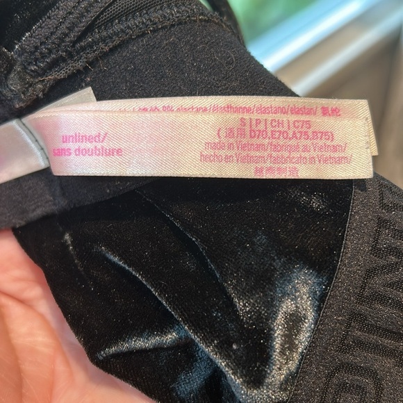 PINK Victoria's Secret Dark Green Velvet Bra Bralette Size Small Strappy Wicked - Picture 4 of 10